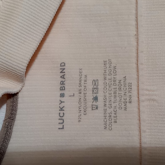 Lucky Brand Ribbed Seamless Comfort Bra Size Large Cream/Tan - Picture 10 of 15